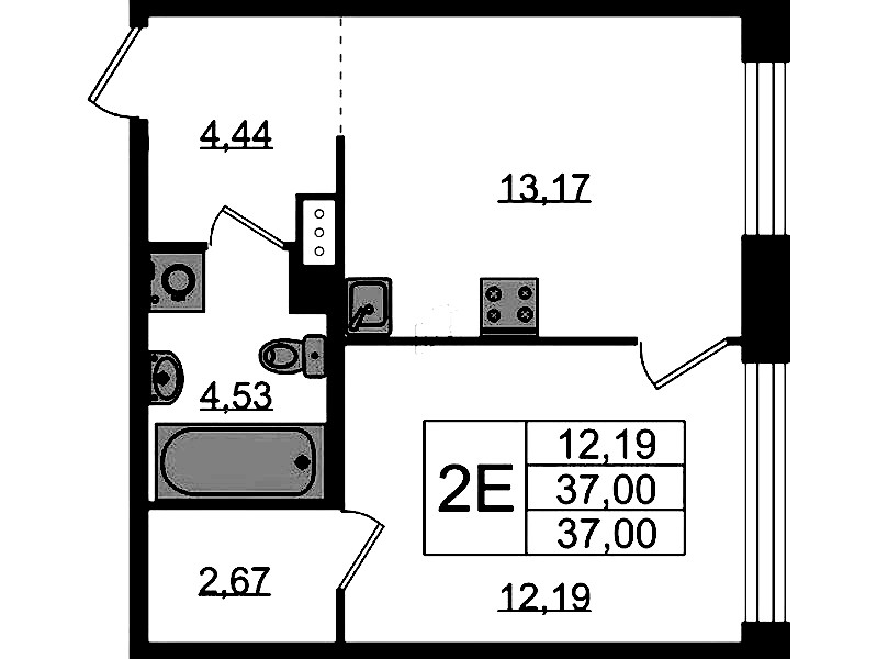 1-комнатная квартира 37 м², 4/5 эт., ЖК «Plus Пулковский»